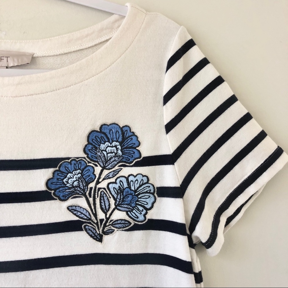 Loft | Stripe Flower Appliqué Dress - Picture 2 of 4